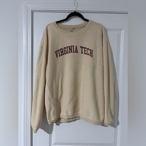 Chicka-D Virginia Tech Women's Beige Crew Neck Sweater— L